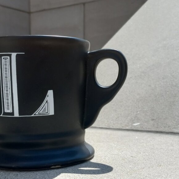 Anthropologie Black Mug with White Monogram - Coffee Mug with Initial "L" - Picture 6 of 13